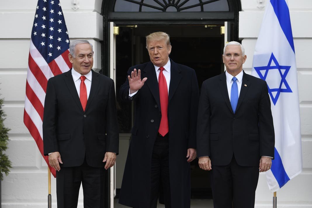 Netanyahu, Trump, and Pence. (AP Photo/Susan Walsh)