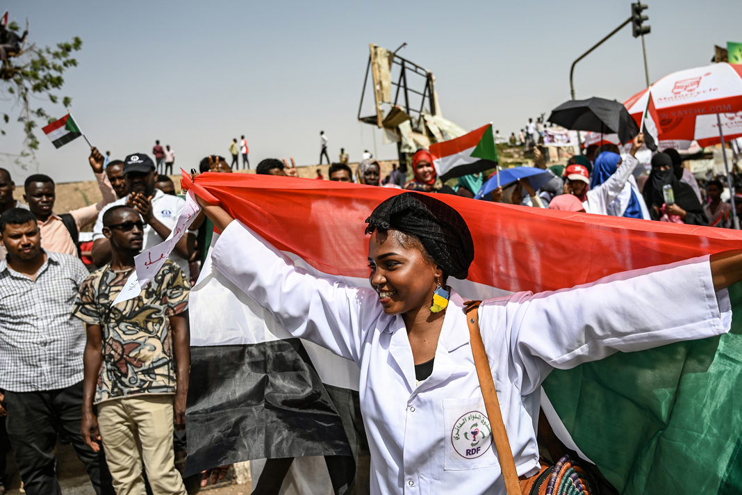 Sudanese protesters in Khartoum