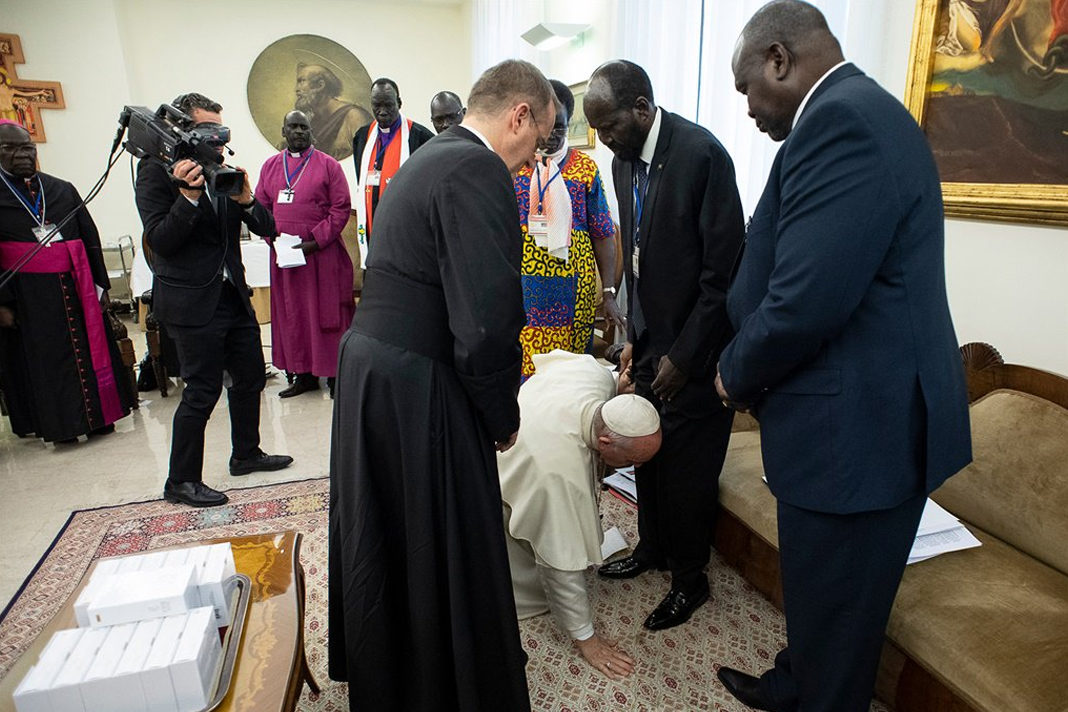 President, Salva Kiir Mayardit, of South Sudan with Pope Francis