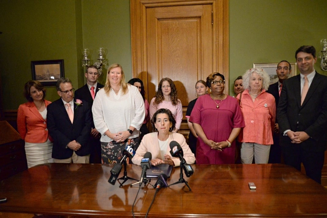 catholic-rhode-island-governor-signs-bill-legalizing-abortions-up-to-birth Rhode Island Gov. Gina Raimondo signing petition