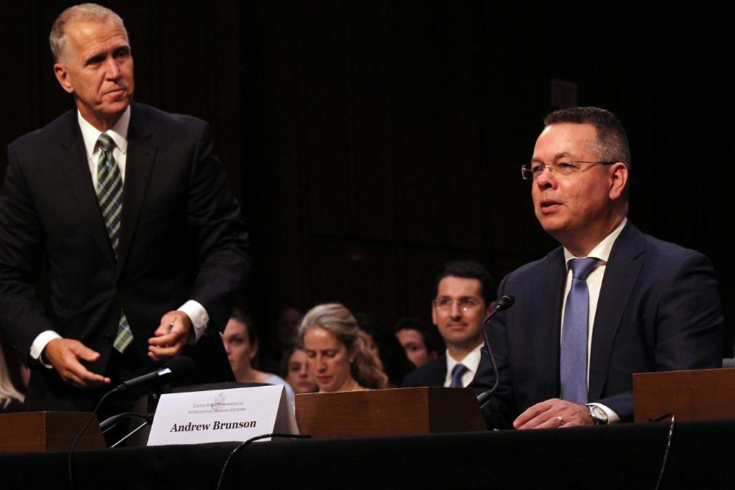 muslims-in-turkey-showing-interest-in-jesus-amid-erdogans-authoritarian-crackdown-andrew-brunson-says Andrew Brunson speaks at a U.S. Commission on International Religious Freedom hearing on religious freedom issues in Turkey at the Hart Senate Office Building in Washington, D.C. on June 27, 2019. Standing behind him is Republican North Carolina Sen. Thom Tillis. | The Christian Post