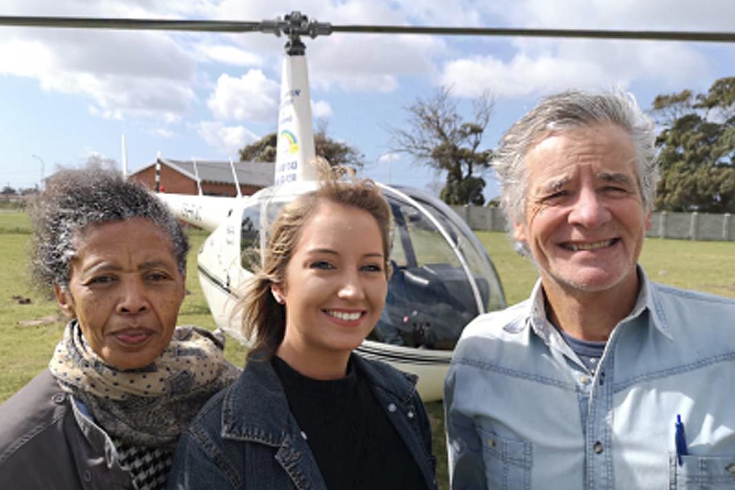 Just back from a prayer flight over PE yesterday, are, from the left, Joy Ntlebi and Vanita Connacher, both from Cape of Good Hope Bible College, and Andre Viljoen, of Gateway News.
