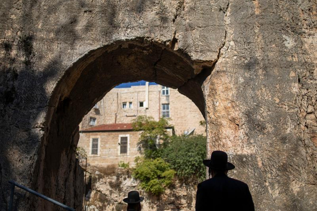 Orthodox Jews visit the Tomb of the Kings, a large underground burial complex dating to the first century B.C.E. (AP/Ariel Schalit)