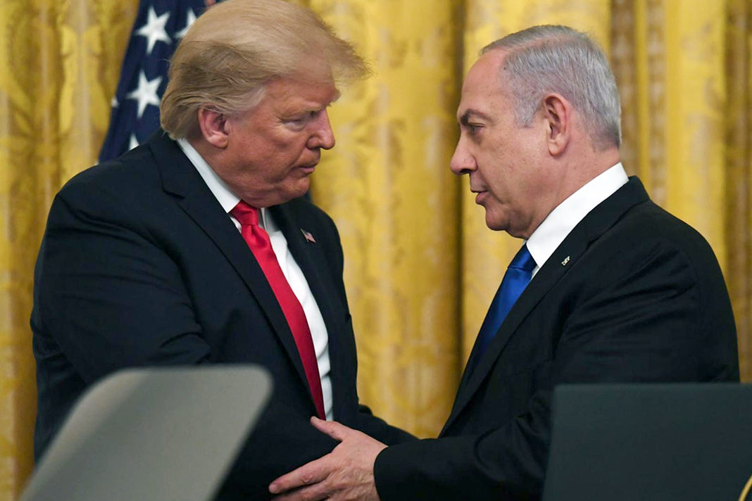 we-have-an-obligation-to-get-it-done-president-trump-unveils-middle-east-peace-plan President Donald J. Trump delivers remarks with Israeli Prime Minister Benjamin Netanyahu Tuesday, Jan. 28, 2020, in the East Room of the White House to unveil details of the Trump administration’s Middle East Peace Plan.