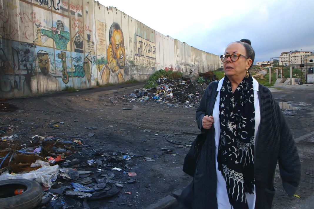 Ofra Bloch visits the occupied West Bank in a scene from ‘Afterward.’ Image courtesy of Obscured Pictures.