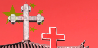Chinese Church and flag