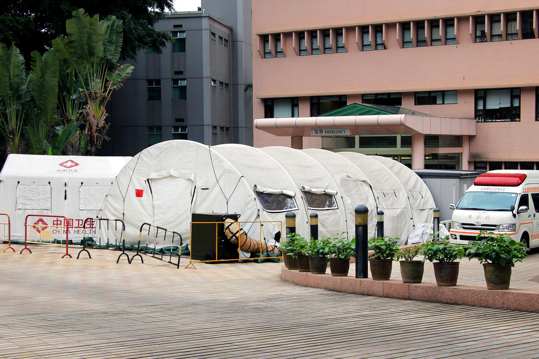 scientists-cry-foul-on-who-wuhan-investigation-demand-legitimate-probe-with-or-without-china Medical tents assembled at Emergency entrance of Kiang Wu Hospital,