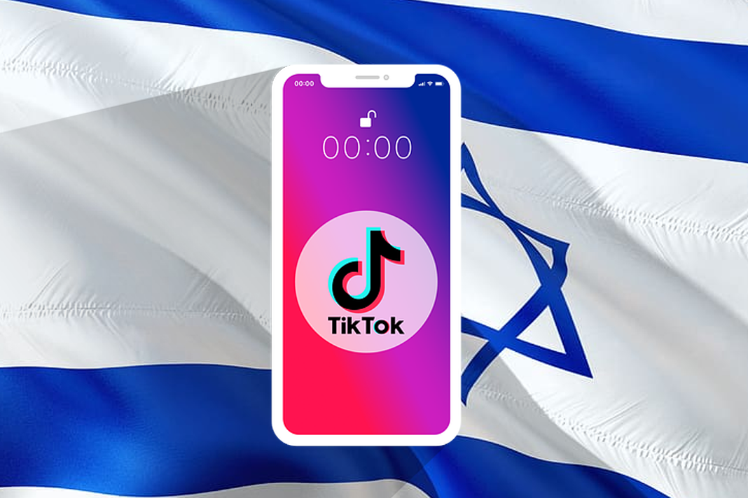 study-anti-semitic-tiktok-hate-up-by-912 Phone with tiktok logo and Israel flag