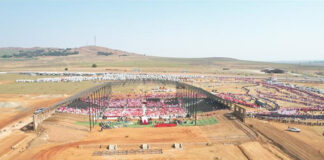 The visitors, congregation and guests at the sod-turning event.
